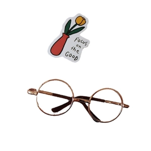 Retro Roségoldene runde Metallbrille für kleine Hunde und Katzen Harry-Potter-Stil