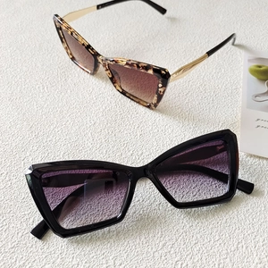 Retro cat-eye sunglasses set featuring black purple and tortoiseshell brown gradient lenses