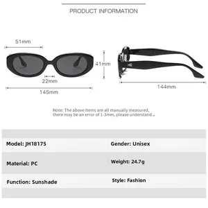 Tableau des tailles détaillé pour lunettes de soleil ovales avec dimensions du cadre