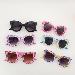 Cat-eye floral children sunglasses in multiple colors with UV protection for kids