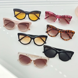 Retro Cat Eye Sunglasses For Women UV Protection Fashion Small Triangular Resin Frame AC Lens Outdoor Travel Accessories
