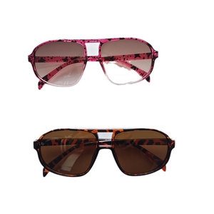 Retro double-bridge aviator sunglasses with leopard print frames and gradient lenses