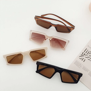 Detailed display of vintage polygon sunglasses in tortoiseshell, champagne, cream, and black