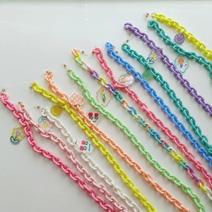 Chaîne De Lunettes En Acrylique Cordon De Masque Anti-Perte Macaron Coloré Fleur Cœur Smiley Charme Femmes Filles