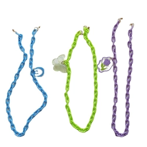 Chaînes de lunettes et cordons de masque colorés pour enfants avec breloques fleurs et papillons