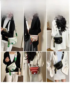 Vues multiples de sacs banane élégants multi-poches avec couleurs contrastées et dorures