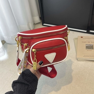 Sac De Poitrine Tendance En Cuir PU Contrasté Pour Femmes Décontracté Multi Fermetures Éclair Banane Bandoulière