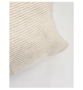 Close-up of high-quality cream woven fabric texture and dense knitting craft for tote bag