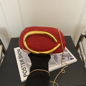 Women Evening Clutch Bag Acrylic Textured C Shaped Metal Handle Party Wedding Luxury Shoulder Crossbody Chain Handbag