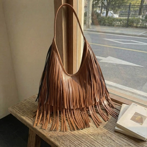 Retro Bohemian Fringe Tassel Shoulder Bag PU Leather Large Capacity Hobo Bag Fashion Casual Handbag For Women