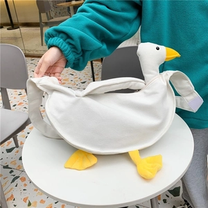 Borsa Tracolla Divertente Forma Di Oca Tela Carino Animale Anatra Borsa A Spalla Per Donne Ragazze Studenti Casual Novità