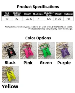 Dimensions et options de couleurs pour le sac bandoulière créatif en PU style signal