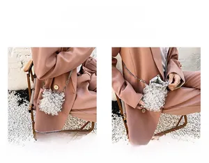 Detailed comparison of ice-textured mini bag worn as a shoulder and crossbody bag