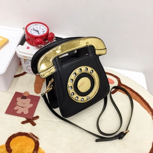 Sac À Épaule Fantaisie Forme Téléphone À Cadran Rétro Cuir PU Bandoulière Réglable Sac À Main Vintage Pour Femmes