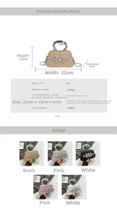 Detailed size and color guide for rhinestones clutch bag with chain strap options