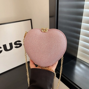 Heart Shaped Crossbody Bag Glitter Sequin PU Evening Party Purse Gold Chain Strap Retro Fashion For Women