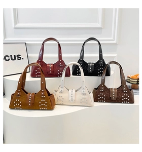 Detailed collection of leopard print underarm bags with studs in five colors