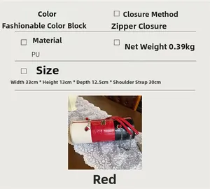 Tableau des tailles détaillé et dimensions du sac polochon tricolore rouge blanc noir