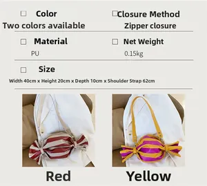 Détails du sac bandoulière rayé en PU en forme de bonbon avec dimensions précises