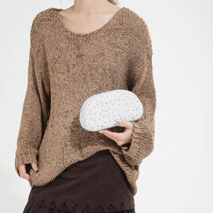 Chic silver rhinestone evening clutch bag with chain strap for formal party wear