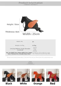 Detailed size specifications and color options for the Pegasus shaped crossbody bag