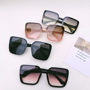 Oversized square sunglasses for women with UV protection in black, pink, and gradient tones