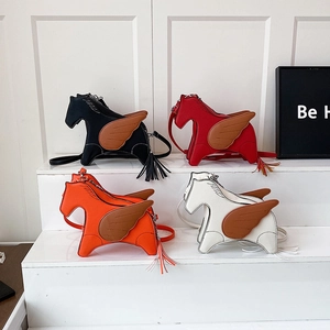 Quirky Pegasus horse-shaped crossbody bags with leather wings and long tassels