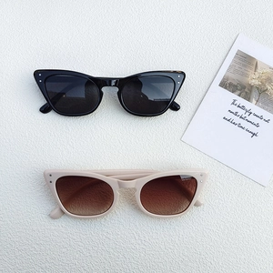 Retro cat-eye sunglasses with leopard frame and rivets, stylish vintage eyewear set