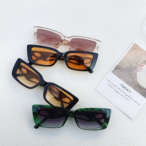 Retro rectangle sunglasses set with hollow temples and tinted lenses for outdoors