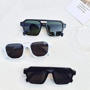 Modern punk style double bridge sunglasses with geometric frames in various colors