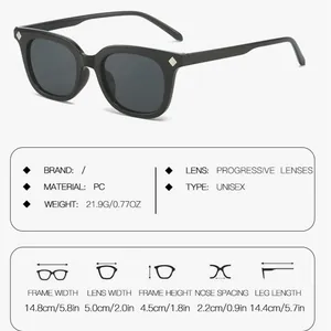 Guida alle taglie dettagliata per occhiali da sole unisex con misure della montatura in PC