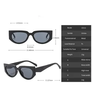 Spécifications de taille pour lunettes de soleil œil de chat avec monture en métal