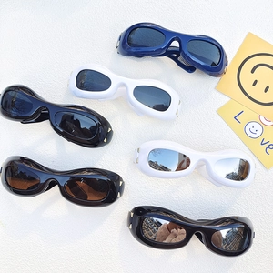 Oval Wrap Around Sunglasses Resin Frame PC Lens UV400 Protection Y2K Retro Wide Temple Fashion Eyewear For Women Men