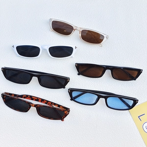Retro Rectangular Sunglasses Narrow Frame Resin PC Lens UV400 Protection Chic Hip Hop Streetwear Eyewear