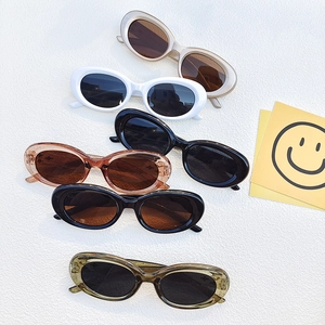 Lunettes De Soleil Ovales Rétro Verres PC Monture En Résine Protection UV400 Unisexe Vintage Y2K Mode Streetwear