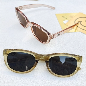 Detail of transparent sunglass frames with metal hinges and model parameters M173