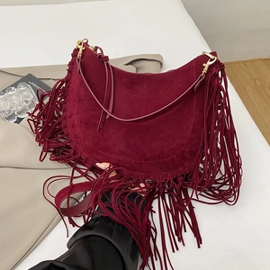 Vintage Schultertasche Mit Fransen Aus Wildlederimitat Große Kapazität Boho Hobo Umhängetasche Für Damen