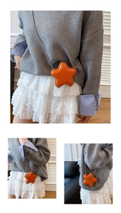 Star-shaped mini lipstick bag with metallic chain strap shown as a crossbody detail