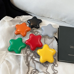 Chic star-shaped mini lipstick bags in six vibrant colors with metallic chain straps