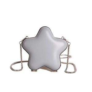 Star-shaped mini crossbody bag with silver chain strap in off-white matte finish