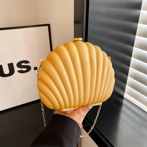 Women's Acrylic Shell Shaped Evening Clutch Bag Vintage Fashion Chain Shoulder Crossbody Bag Mini Banquet Purse For Wedding Party