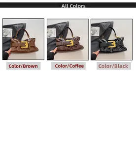 Detailed comparison of pleated cloud bags in brown, coffee, and black with metal buckles