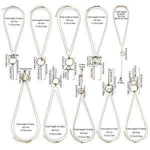 Detailed size chart for geometric pendant necklaces with dual cm and inch measurements