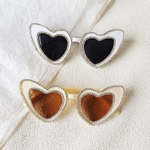 Chic heart-shaped sunglasses for girls with sparkling rhinestones and colorful lenses