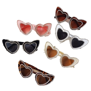 Chic heart-shaped sunglasses with sparkling rhinestones in six various colors