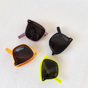 Foldable square polarized sunglasses for kids with UV400 protection in vibrant colors