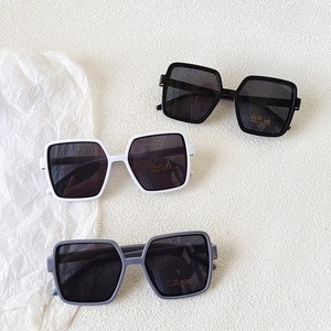 Children's square frame UV400 sunglasses in black, white and grey classic colors