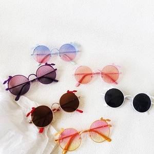 Kids Sunglasses Round Frame UV400 Protection Resin Metal Frame Cute Cartoon Animal Squirrel Fox Shape For Boys Girls