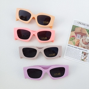 Kids polygon rectangle sunglasses with UV400 protection in matte multiple colors