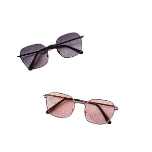 Retro polygon metal kids sunglasses with gradient lenses in purple and pink